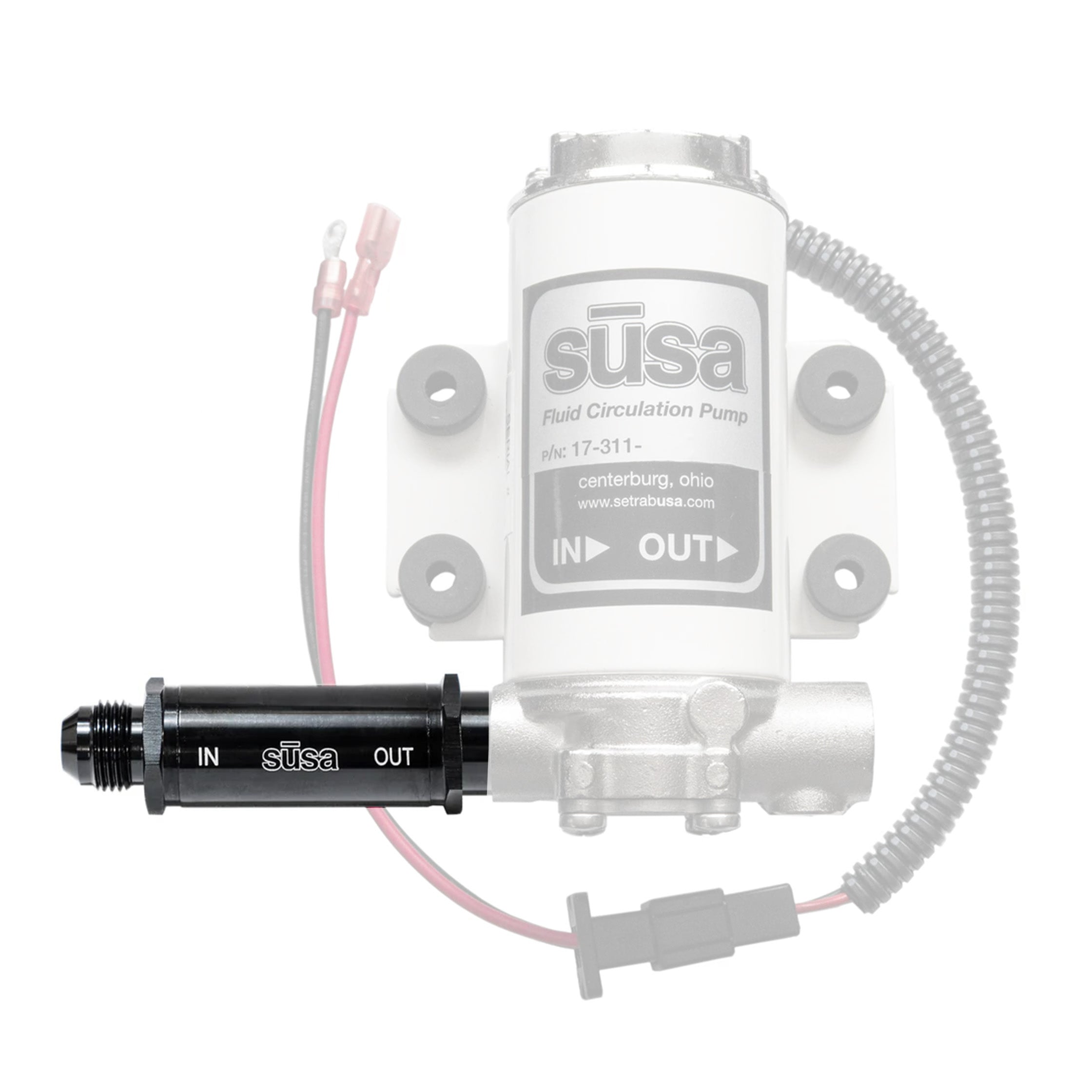 sūsa In-line pump pre-filter, BSP Male-AN Male, 150µ